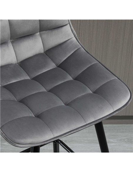 HOMCOM Set of 2 Bar stools With Backs Velvet-Touch Dining Chairs Kitchen Counter Chairs  Fabric Upholstered seat with Metal Legs - pic 61625 | FastDaddyshop