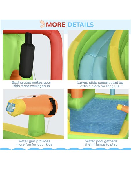 Outsunny 7 in 1 Kids Bouncy Castle Water Slide Bounce House Includes Slide, Trampoline, Pool, Water Gun, Ball-target, Boxing Pos - pic 6163 | FastDaddyshop