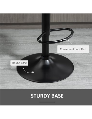 HOMCOM Bar Stool Set of 2 Velvet-Touch Fabric Adjustable Height Swivel Counter Chairs with Footrest, Grey 835-466V70GY