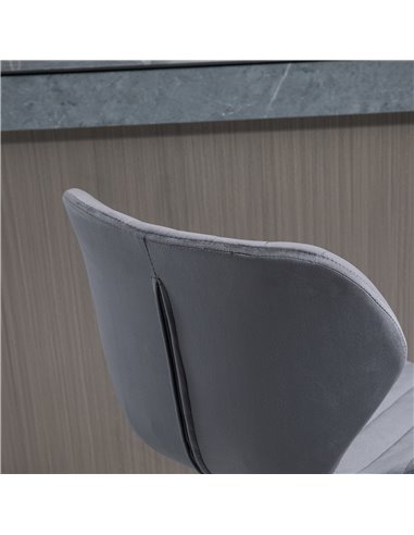 HOMCOM Bar Stool Set of 2 Velvet-Touch Fabric Adjustable Height Swivel Counter Chairs with Footrest, Grey 835-466V70GY