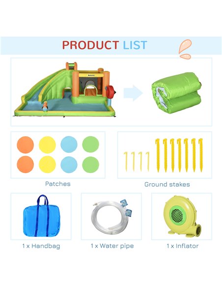 Outsunny 7 in 1 Kids Bouncy Castle Water Slide Bounce House Includes Slide, Trampoline, Pool, Water Gun, Ball-target, Boxing Pos - pic 6164 | FastDaddyshop