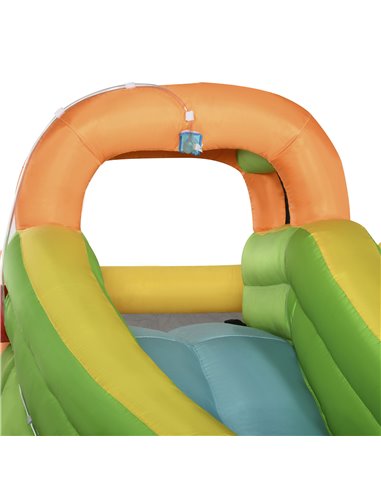 Outsunny 7 in 1 Kids Bouncy Castle Water Slide Bounce House Includes Slide, Trampoline, Pool, Water Gun, Ball-target, Boxing Pos