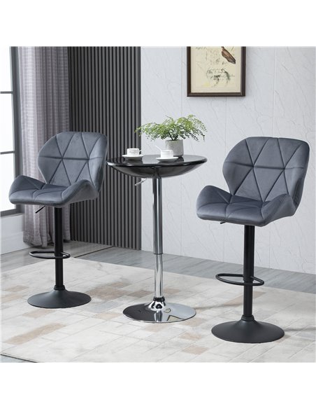 HOMCOM Set of 2 Adjustable Bar stools With Backs , Armless Upholstered Swivel Counter Chairs, Barstools with Back, Footrest, Dar - pic 61653 | FastDaddyshop