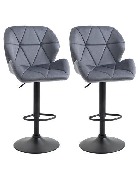 HOMCOM Set of 2 Adjustable Bar stools With Backs, Dark Grey 835-506V70CG - pic 61654 | FastDaddyshop