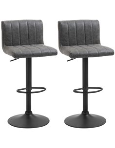 HOMCOM Set of 2 Adjustable Height Bar Chairs with Footrest, Grey 835-501CG