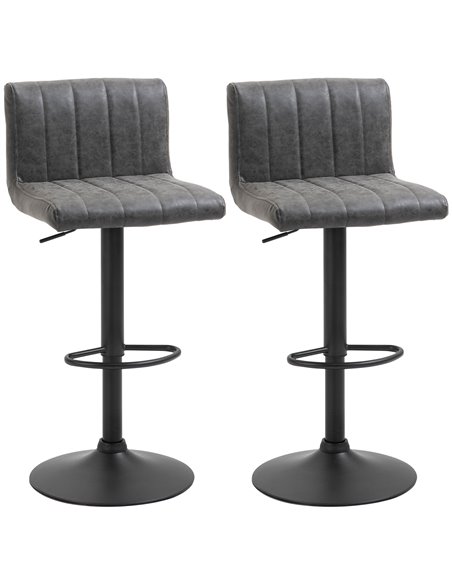 HOMCOM Set of 2 Adjustable Height Bar Chairs with Footrest, Grey 835-501CG - pic 61680 | FastDaddyshop