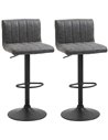 HOMCOM Set of 2 Adjustable Height Bar Chairs with Footrest, Grey 835-501CG