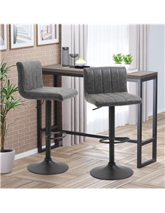 HOMCOM Set of 2 Adjustable Height Bar Chairs with Footrest, Grey 835-501CG 2