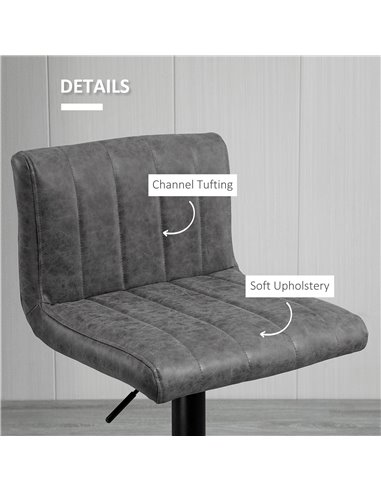 HOMCOM Set of 2 Adjustable Height Bar Chairs with Footrest, Bar Stools Set of 2 for Home Dining Areas, PU Leather, Gas Lift, Gre