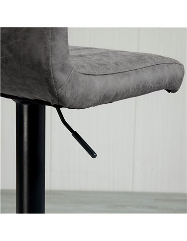 HOMCOM Set of 2 Adjustable Height Bar Chairs with Footrest, Bar Stools Set of 2 for Home Dining Areas, PU Leather, Gas Lift, Gre