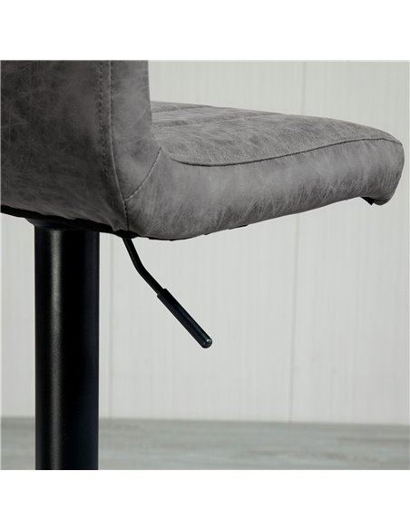 HOMCOM Set of 2 Adjustable Height Bar Chairs with Footrest, Bar Stools Set of 2 for Home Dining Areas, PU Leather, Gas Lift, Gre - pic 61688 | FastDaddyshop