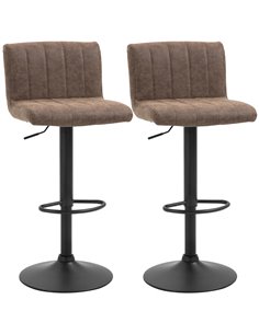 HOMCOM Barstools Set of 2 with Adjustable Height, Brown 835-501BN