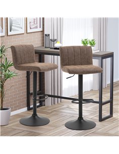 HOMCOM Barstools Set of 2 with Adjustable Height, Brown 835-501BN 2