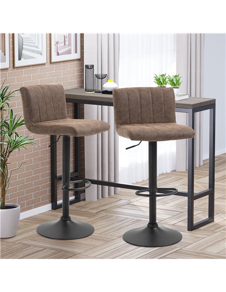 HOMCOM Barstools Set of 2 Adjustable Height Swivel Gas Lift PU Leather Counter Bar Chairs with Footrest, Brown 835-501BN - pic 61690 | FastDaddyshop