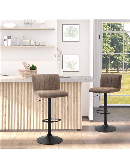 HOMCOM Barstools Set of 2 Adjustable Height Swivel Gas Lift PU Leather Counter Bar Chairs with Footrest, Brown 835-501BN - pic 61692 | FastDaddyshop