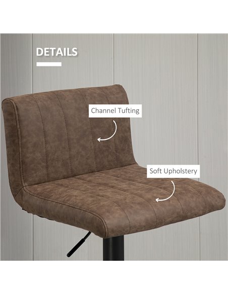 HOMCOM Barstools Set of 2 Adjustable Height Swivel Gas Lift PU Leather Counter Bar Chairs with Footrest, Brown 835-501BN - pic 61695 | FastDaddyshop