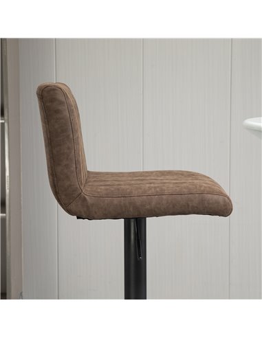 HOMCOM Barstools Set of 2 Adjustable Height Swivel Gas Lift PU Leather Counter Bar Chairs with Footrest, Brown 835-501BN