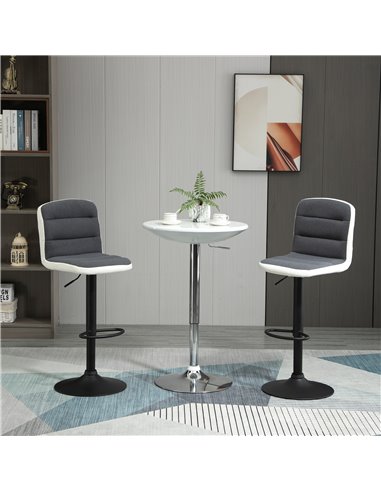 HOMCOM Bar stool Set of 2 Armless Adjustable Height Upholstered Bar Chair with Swivel Seat, Dark Grey 835-508V71