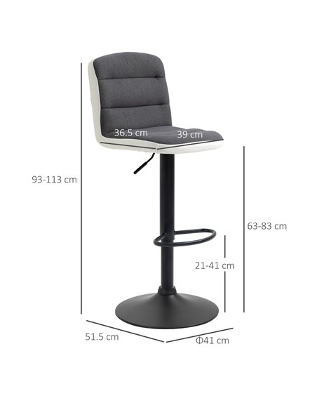 HOMCOM Bar stool Set of 2 Armless Adjustable Height Upholstered Bar Chair with Swivel Seat, Dark Grey 835-508V71 - pic 61709 | FastDaddyshop