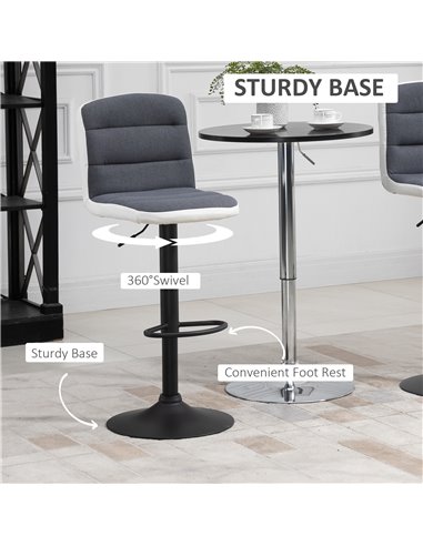 HOMCOM Bar stool Set of 2 Armless Adjustable Height Upholstered Bar Chair with Swivel Seat, Dark Grey 835-508V71