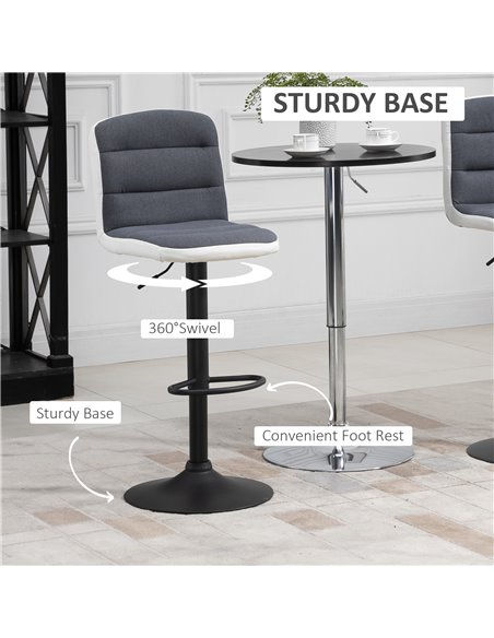 HOMCOM Bar stool Set of 2 Armless Adjustable Height Upholstered Bar Chair with Swivel Seat, Dark Grey 835-508V71 - pic 61711 | FastDaddyshop