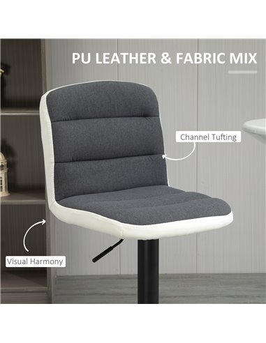 HOMCOM Bar stool Set of 2 Armless Adjustable Height Upholstered Bar Chair with Swivel Seat, Dark Grey 835-508V71