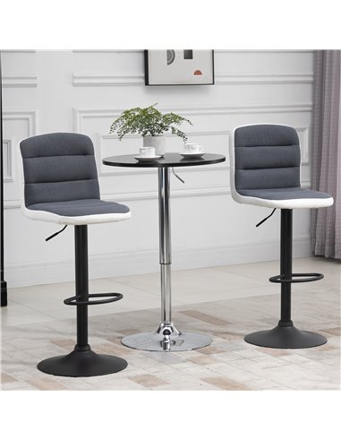 HOMCOM Bar stool Set of 2 Armless Adjustable Height Upholstered Bar Chair with Swivel Seat, Dark Grey 835-508V71