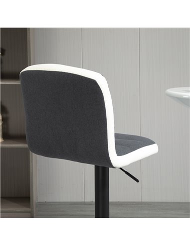 HOMCOM Bar stool Set of 2 Armless Adjustable Height Upholstered Bar Chair with Swivel Seat, Dark Grey 835-508V71