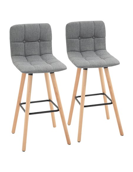 HOMCOM Set of 2 Armless Button-Tufted Bar Stool, Grey 835-530V70 - pic 61716 | FastDaddyshop