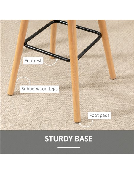 HOMCOM Bar stool Set of 2 Armless Button-Tufted Counter Height Bar Chairs with Wood Legs & Footrest, Grey 835-530V70 - pic 61721 | FastDaddyshop