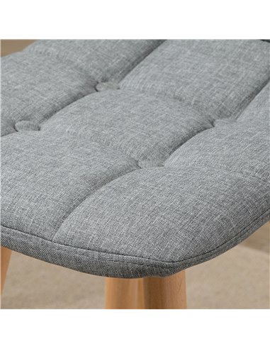 HOMCOM Bar stool Set of 2 Armless Button-Tufted Counter Height Bar Chairs with Wood Legs & Footrest, Grey 835-530V70