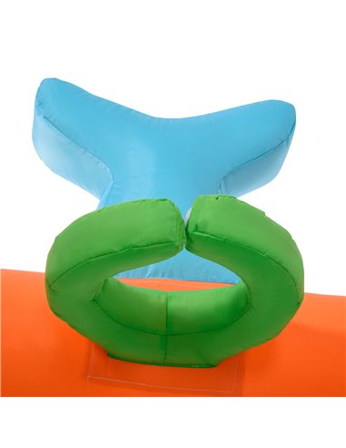 Outsunny 5 in 1 Kids Bounce Castle Narwhals Style Inflatable House with Slide Trampoline Pool Water Gun Climbing Wall with Infla