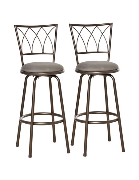HOMCOM Set of 2 Bar Chairs Swivel Armless Upholstered Metal Frame Barstools with Backrest & Footrest, Bronze 835-535 - pic 61743 | FastDaddyshop