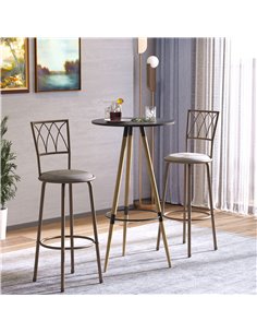 HOMCOM Set of 2 Bar Chairs Swivel Armless Upholstered Metal Frame Barstools with Backrest & Footrest, Bronze 835-535 2