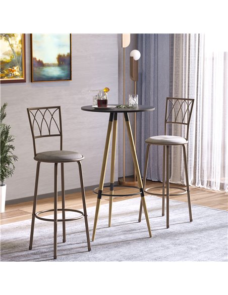 HOMCOM Set of 2 Bar Chairs Swivel Armless Upholstered Metal Frame Barstools with Backrest & Footrest, Bronze 835-535 - pic 61744 | FastDaddyshop