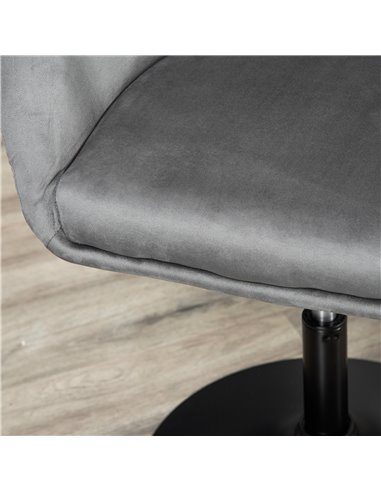 HOMCOM Swivel Bar Stool Fabric Dining Chair Dressing Stool with Tub Seat, Back, Adjustable Height, Grey 835-473CG