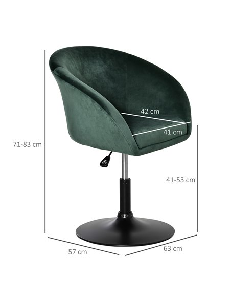 HOMCOM Swivel Bar Stool Fabric Dining Chair Dressing Stool with Tub Seat, Back, Adjustable Height, Green 835-473GN - pic 61763 | FastDaddyshop
