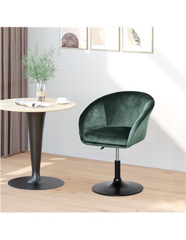 HOMCOM Swivel Bar Stool Fabric Dining Chair Dressing Stool with Tub Seat, Back, Adjustable Height, Green 835-473GN