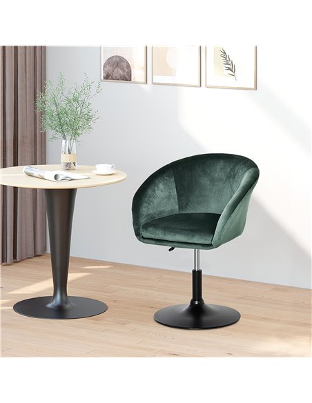 HOMCOM Swivel Bar Stool Fabric Dining Chair Dressing Stool with Tub Seat, Back, Adjustable Height, Green 835-473GN - pic 61767 | FastDaddyshop