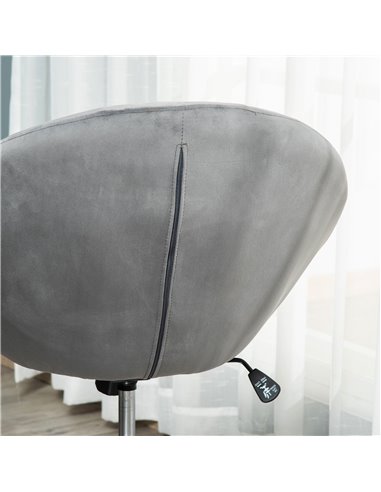 HOMCOM Modern Dining Height Bar Stool Velvet-Touch Tufted Fabric Adjustable Height Armless Tub Chair with Swivel Seat, Grey 835-