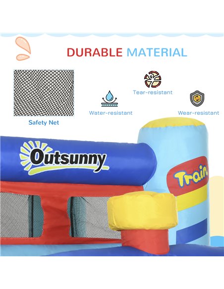 Outsunny 4 in 1 Bouncy Castle, with Slide, Pool, Trampoline, Climbing Wall, Blower - Multicoloured - pic 6178 | FastDaddyshop