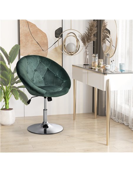 HOMCOM Modern Dining Height Bar Stool Velvet-Touch Tufted Fabric Adjustable Height Armless Tub Chair with Swivel Seat, Green 835 - pic 61780 | FastDaddyshop