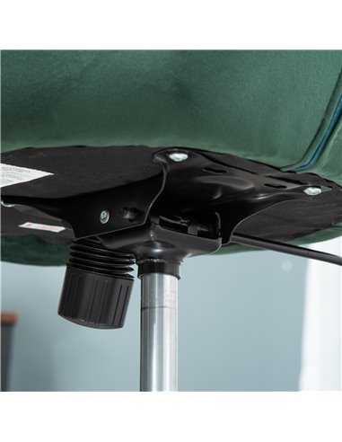HOMCOM Modern Dining Height Bar Stool Velvet-Touch Tufted Fabric Adjustable Height Armless Tub Chair with Swivel Seat, Green 835
