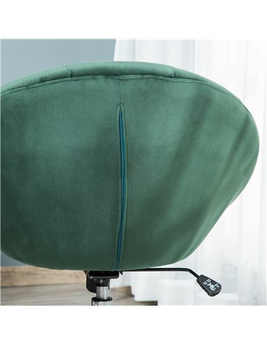 HOMCOM Modern Dining Height Bar Stool Velvet-Touch Tufted Fabric Adjustable Height Armless Tub Chair with Swivel Seat, Green 835