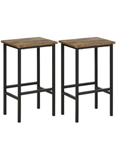 HOMCOM Industrial Set of 2 Bar Chairs with Footrest, Brown 835-607