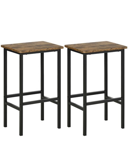 HOMCOM Industrial Set of 2 Bar Chairs with Footrest, Brown 835-607 - pic 61797 | FastDaddyshop