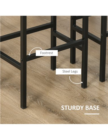 HOMCOM Industrial Set of 2 Bar Chairs with Footrest, Counter Height Bar Stools for Dining Area Home Pub Rustic, Brown 835-607