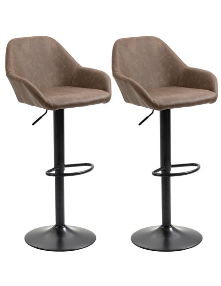 HOMCOM Adjustable Bar Stools Set of 2, Dark Brown 835-733V70DR - pic 61815 | FastDaddyshop