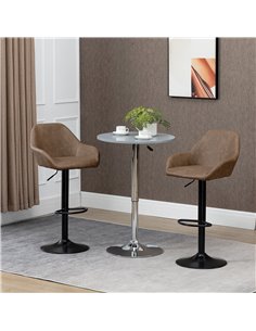 HOMCOM Adjustable Bar Stools Set of 2, Dark Brown 835-733V70DR 2