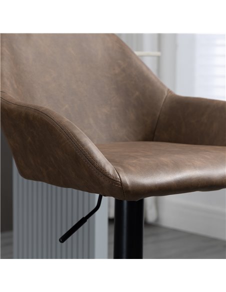 HOMCOM Adjustable Bar Stools Set of 2, Swivel Barstools with Footrest and Backrest, PU Leather Steel Base, for Kitchen Counter D - pic 61823 | FastDaddyshop